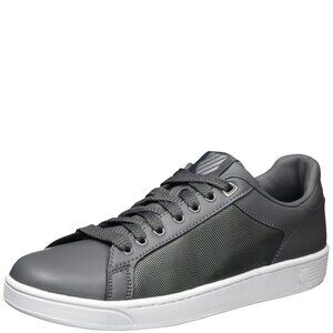 K-Swiss Men's Clean Court Fashion Sneaker, Charcoal/Silver/White, 9 M US